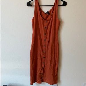 Body-con, burnt orange, tank-top dress.